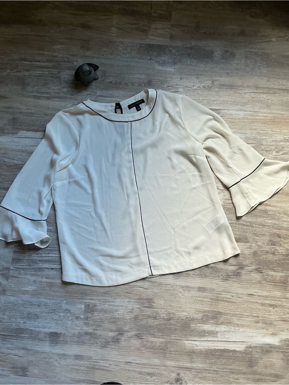 Banana Republic Cream Blouse with Black Trim
